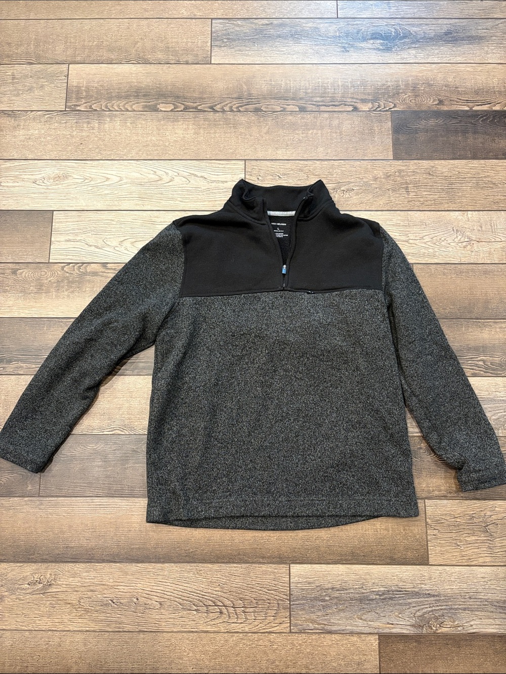 Van Heusen Men's Quarter-Zip Sweater - Black & Charcoal